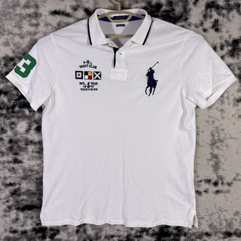 Polo Ralph Lauren Yacht Club Shirt‎ Mens Size Extra Large White Custom Slim Fit